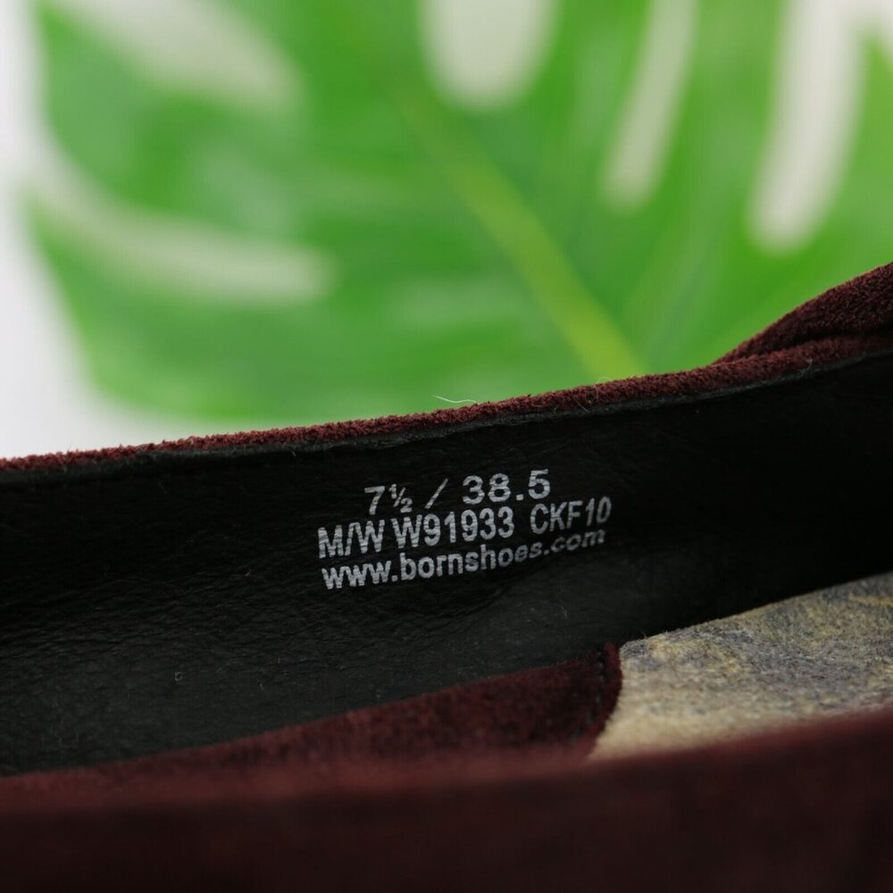 Born Womens Adele Ballet Flat Size 7.5 Burgundy Suede Knot Bow Slip On Shoe - Picture 11 of 12
